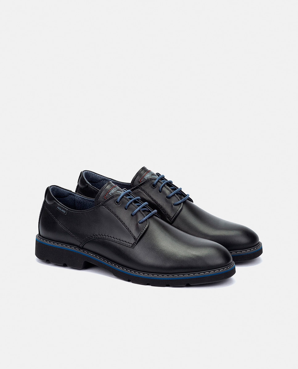 Zapatos de cordones de hombre de piel con suela extraligera - Pikolinos - Negro Negro-3
