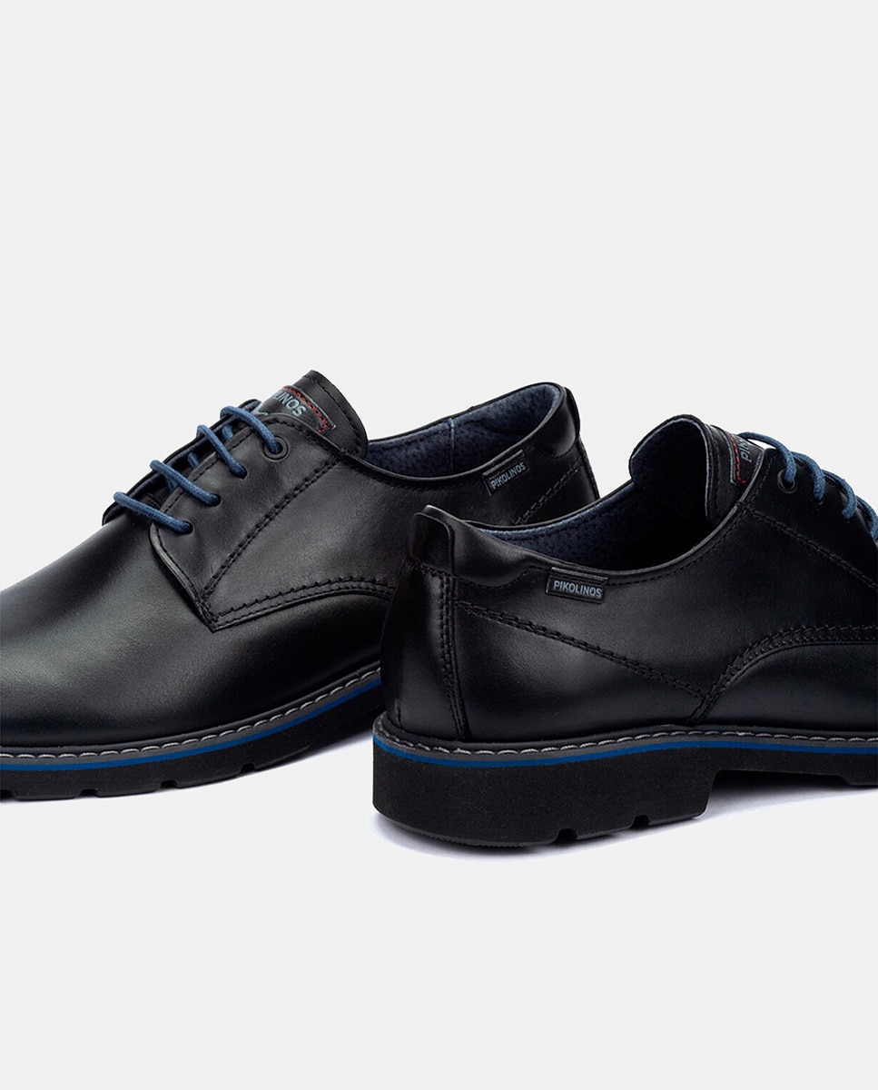 Zapatos de cordones de hombre de piel con suela extraligera - Pikolinos - Negro Negro-5
