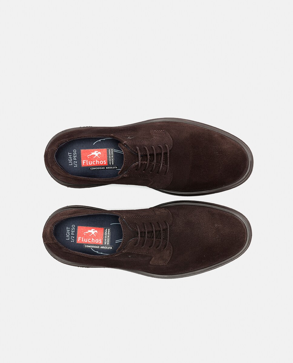 Sapatos Clássicos F1639 de Felpa - Café Castanho-chocolate-5
