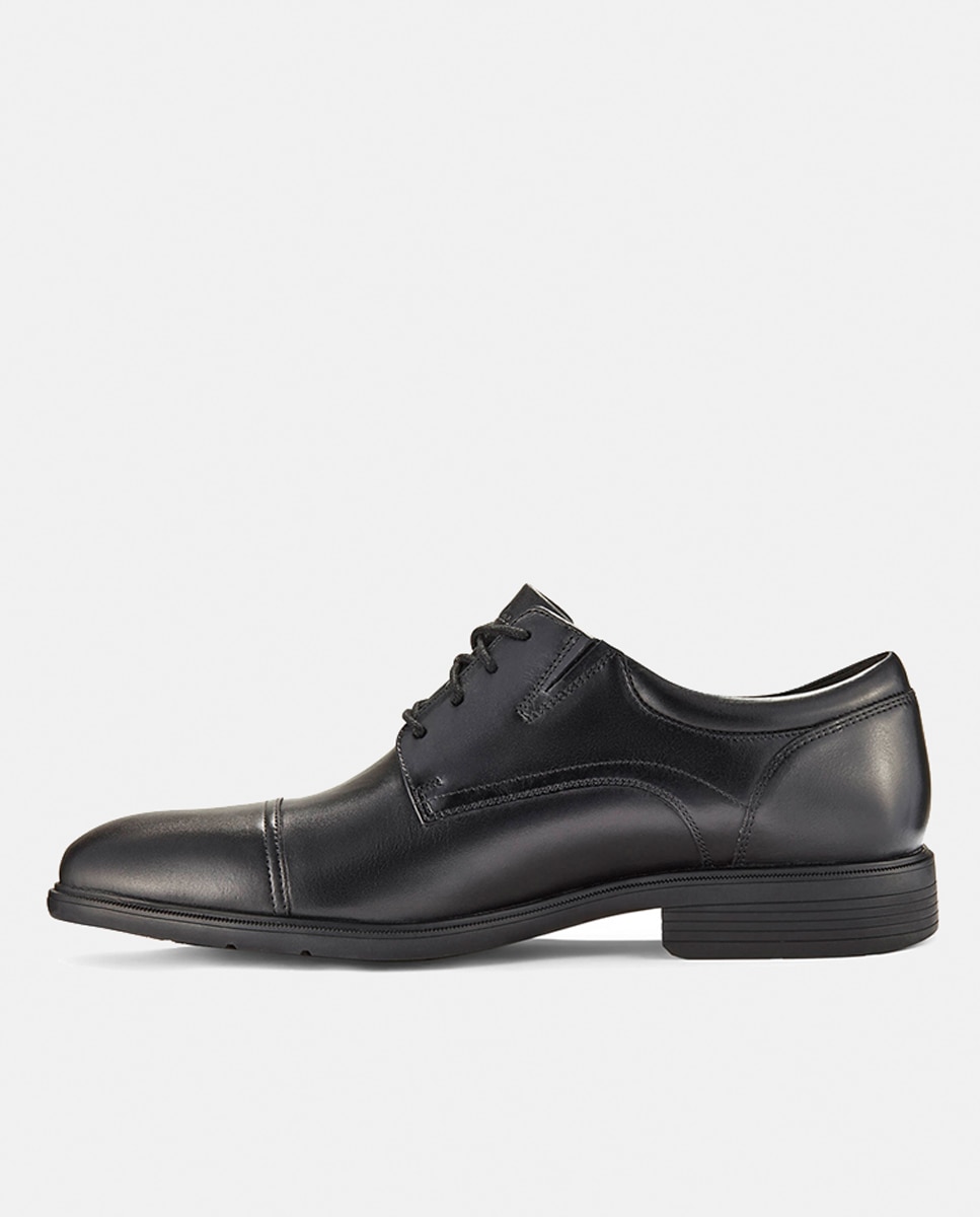 Sapatos de Atacadores em Pele com Sola de Borracha Preto-3