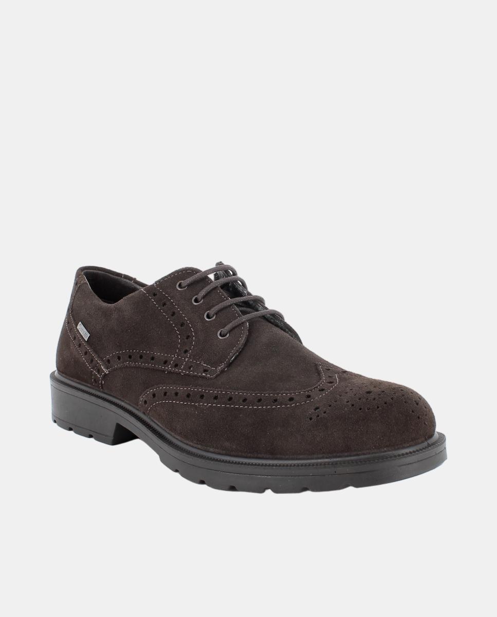 Imagen 2 de Zapato de caballero, en piel ante, forro goretex, cierre de cordones - Igi&Co - Marrón oscuro Marrón oscuro