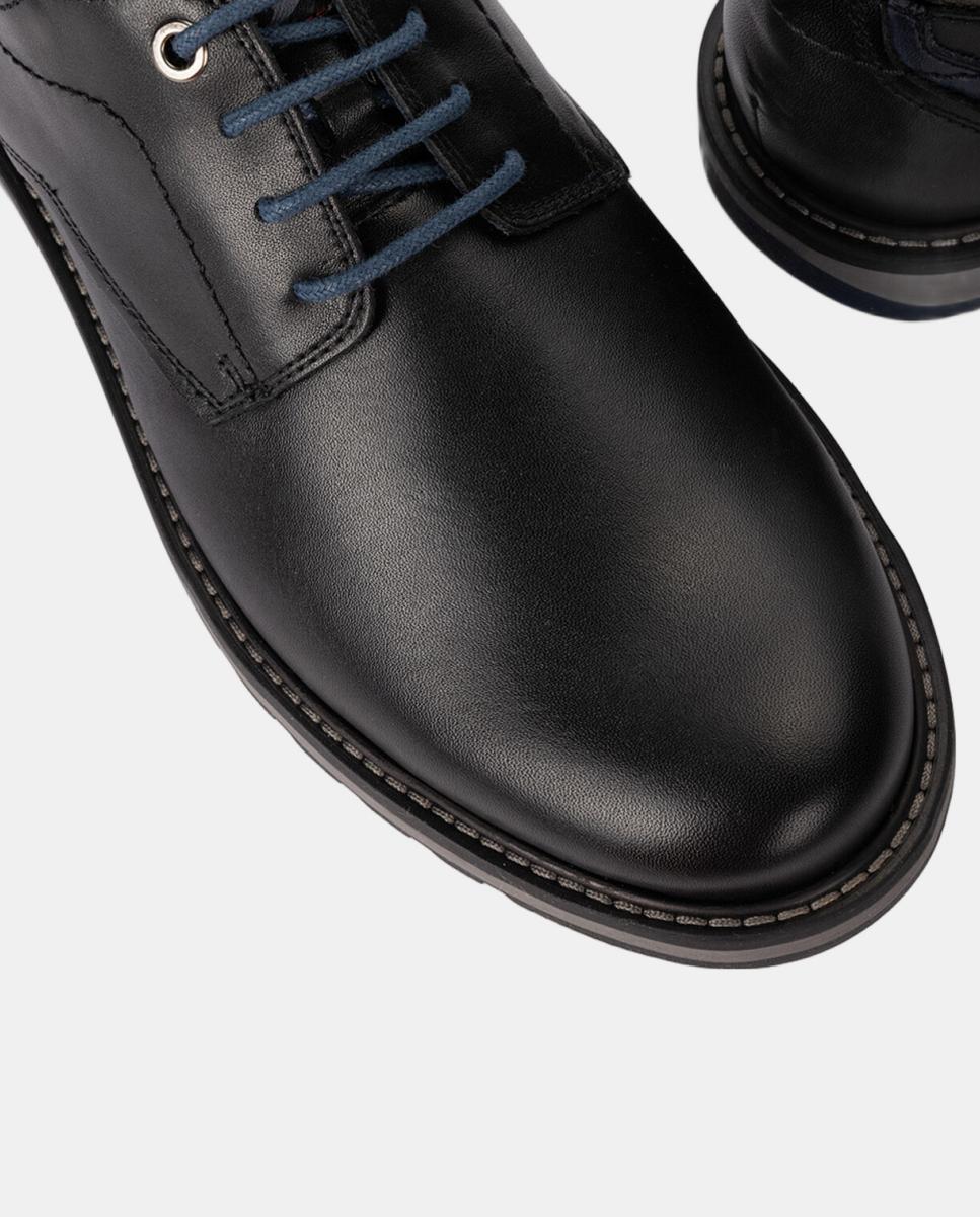 Sapatos de Atacadores em Pele com Palmilha Amovível Preto-4