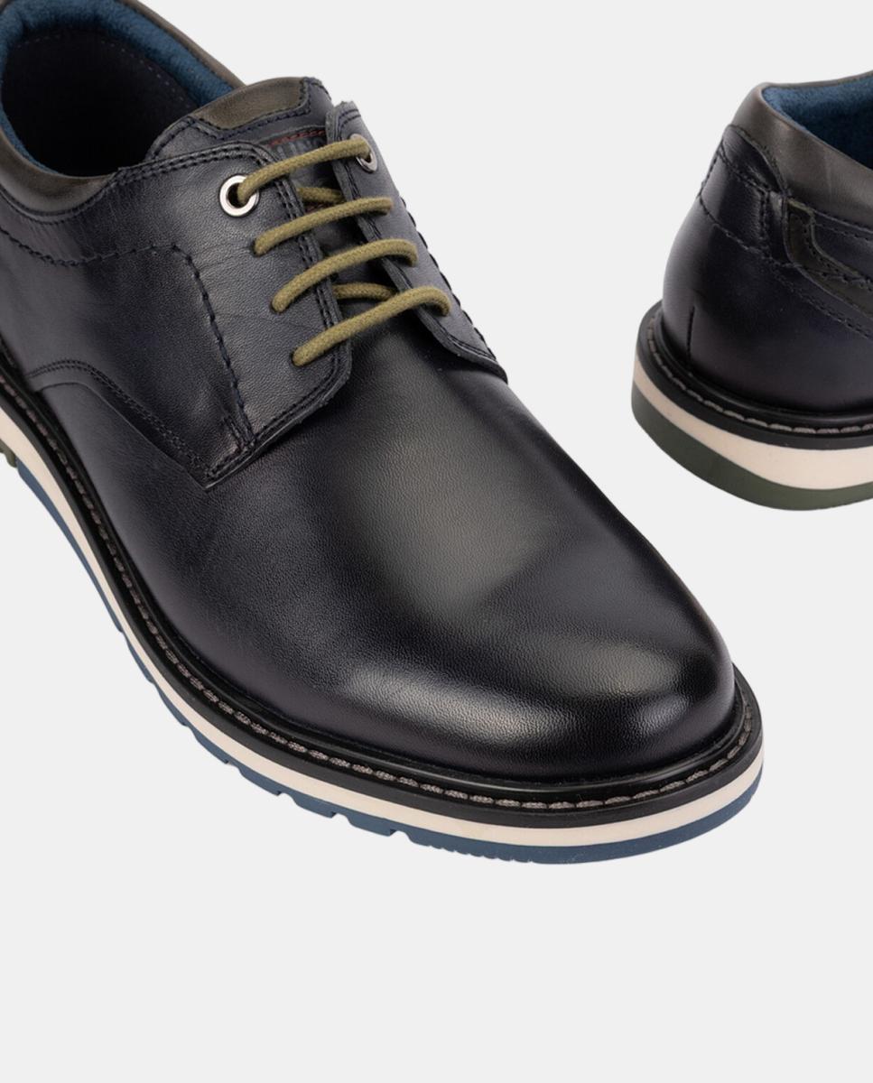 Sapatos de Atacadores em Pele com Palmilha Amovível Azul-escuro-4