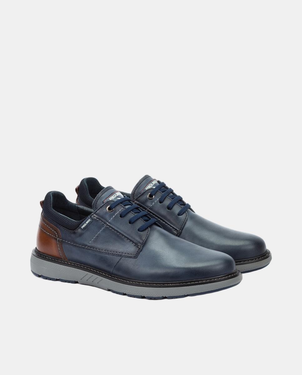 Zapatos de cordones de hombre de piel con suela extraligera y plantilla extraíble - Pikolinos - Azul Azul-2