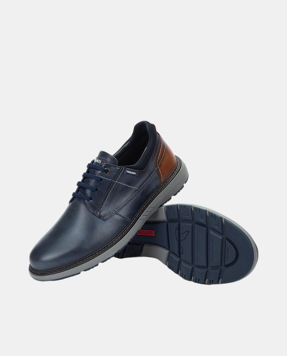 Zapatos de cordones de hombre de piel con suela extraligera y plantilla extraíble - Pikolinos - Azul Azul-5