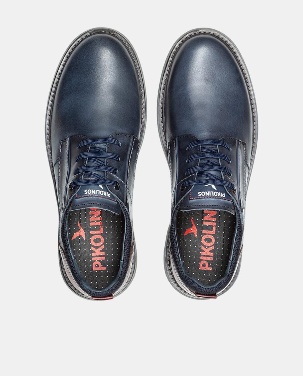 Zapatos de cordones de hombre de piel con suela extraligera y plantilla extraíble - Pikolinos - Azul Azul-6