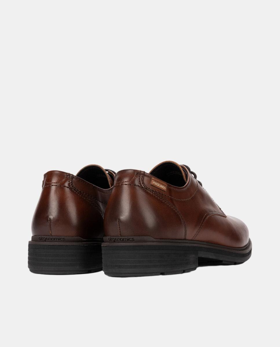 Sapatos de Atacadores em Pele com Palmilha Amovível Castanho-3