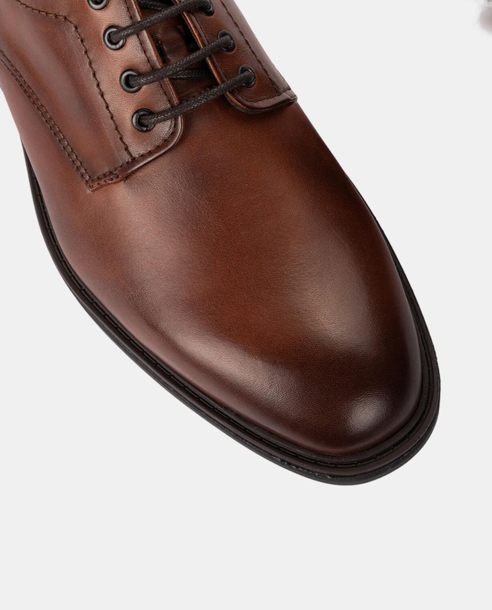 Sapatos de Atacadores em Pele com Palmilha Amovível Castanho-4