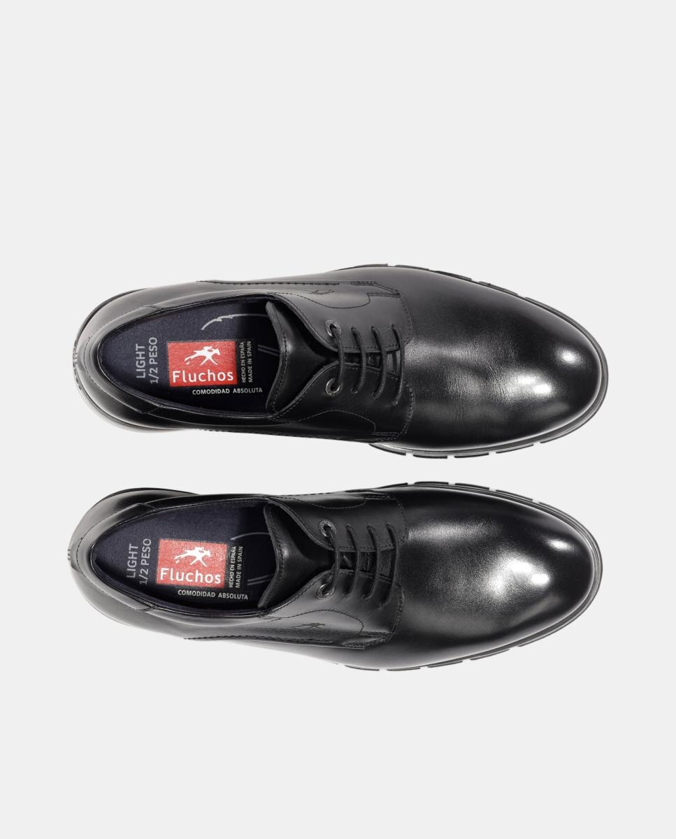 Zapato blucher de hombre en piel con cordones - Fluchos - Negro mate Negro mate-5