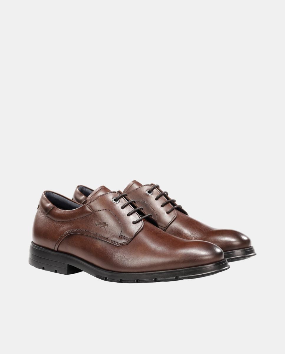 Sapatos Blucher em Pele com Atacadores Castanho caramelo-2