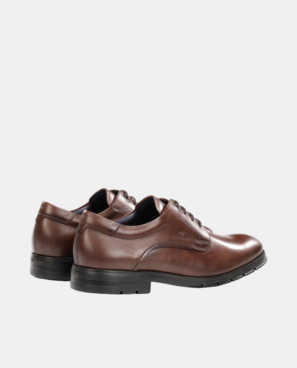 Sapatos Blucher em Pele com Atacadores Castanho caramelo-3
