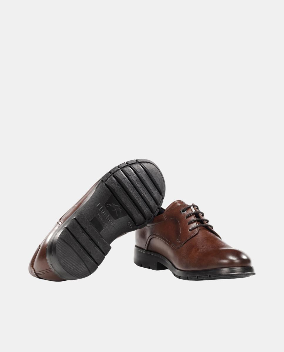 Sapatos Blucher em Pele com Atacadores Castanho caramelo-6