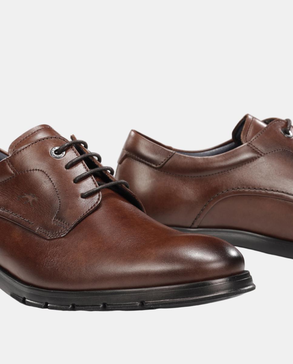 Sapatos Blucher em Pele com Atacadores Castanho caramelo-7