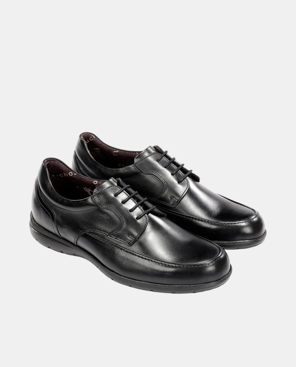 Sapatos Blucher em Pele com Atacadores Preto mate-4