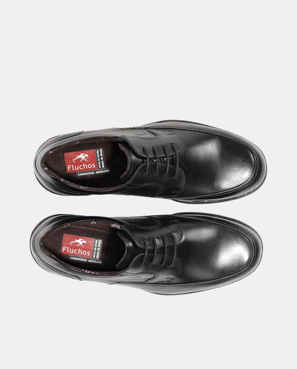 Sapatos Blucher em Pele com Atacadores Preto mate-5