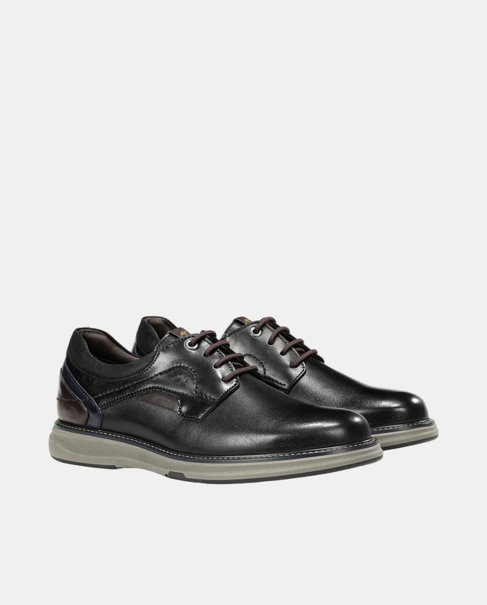 Blucher de hombre en piel con cordones - Fluchos - Negro Negro-2