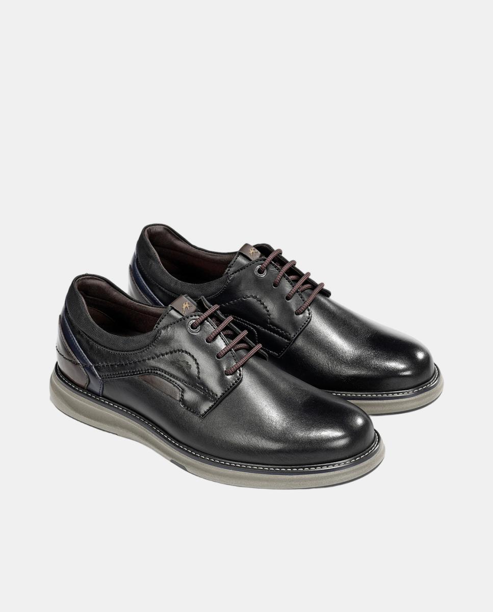 Blucher de hombre en piel con cordones - Fluchos - Negro Negro-4