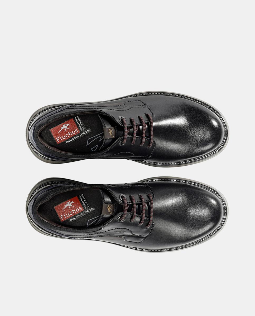 Blucher de hombre en piel con cordones - Fluchos - Negro Negro-5