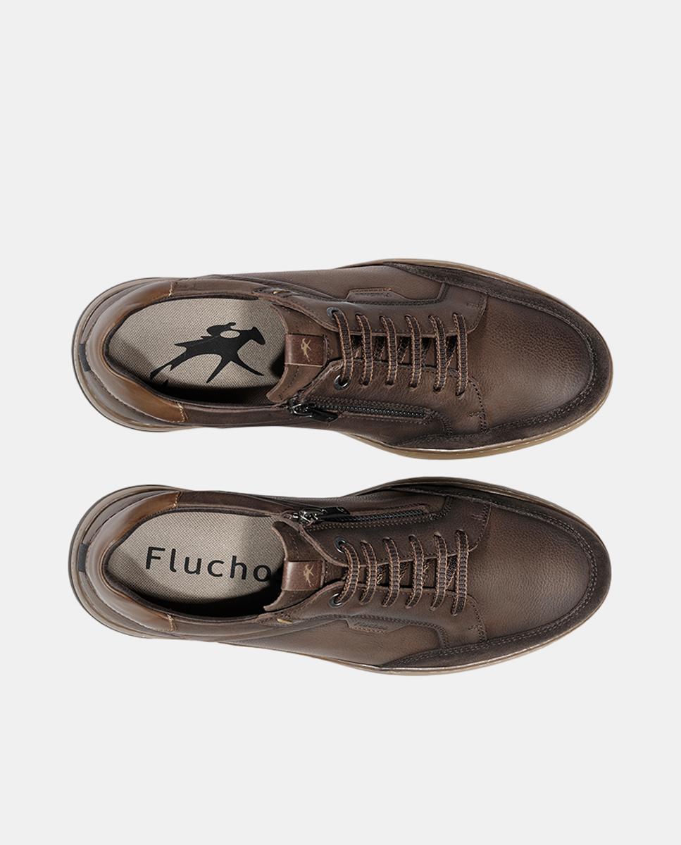 Sapatos em Pele com Atacadores e Fecho de Correr Castanho Suave-5