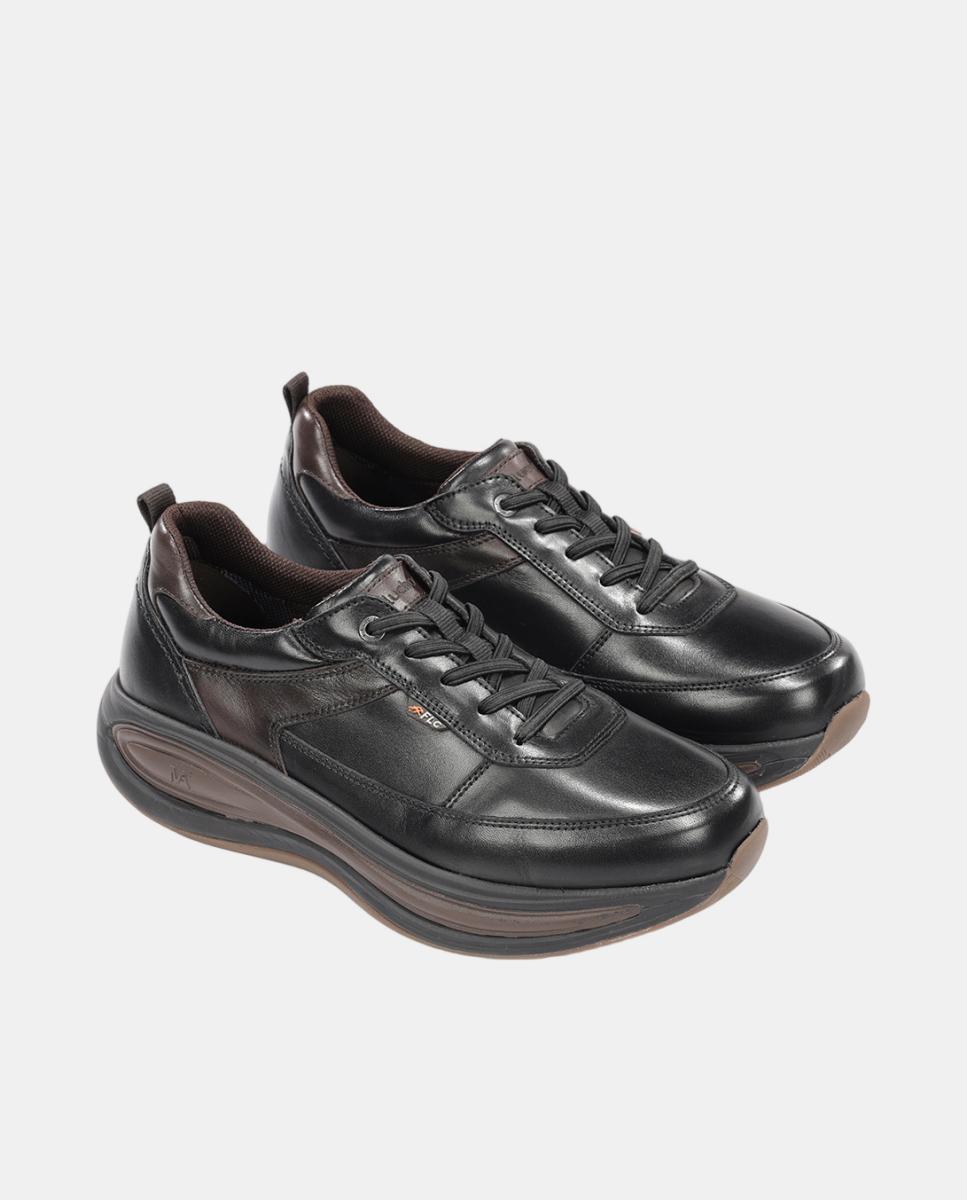 Sapatos Desportivos em Pele com Sola Extralight Preto-4