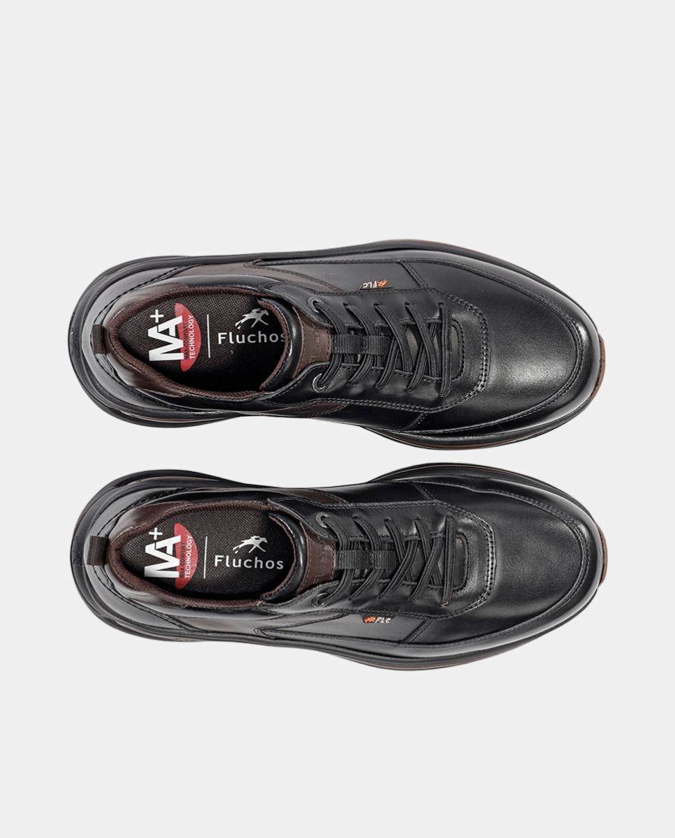 Sapatos Desportivos em Pele com Sola Extralight Preto-5