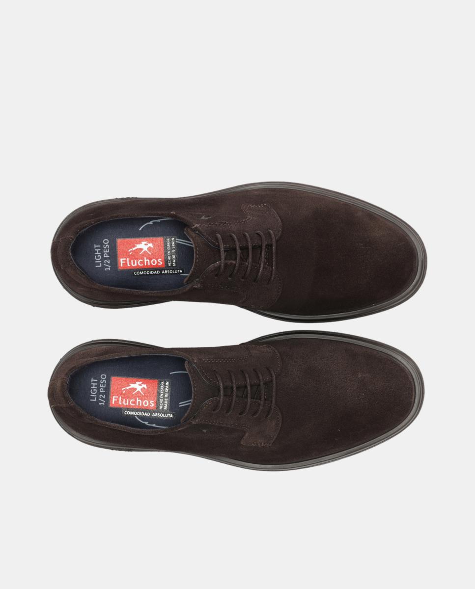 Bluchers em Pele com Sola Ligeira Castanho-chocolate-5