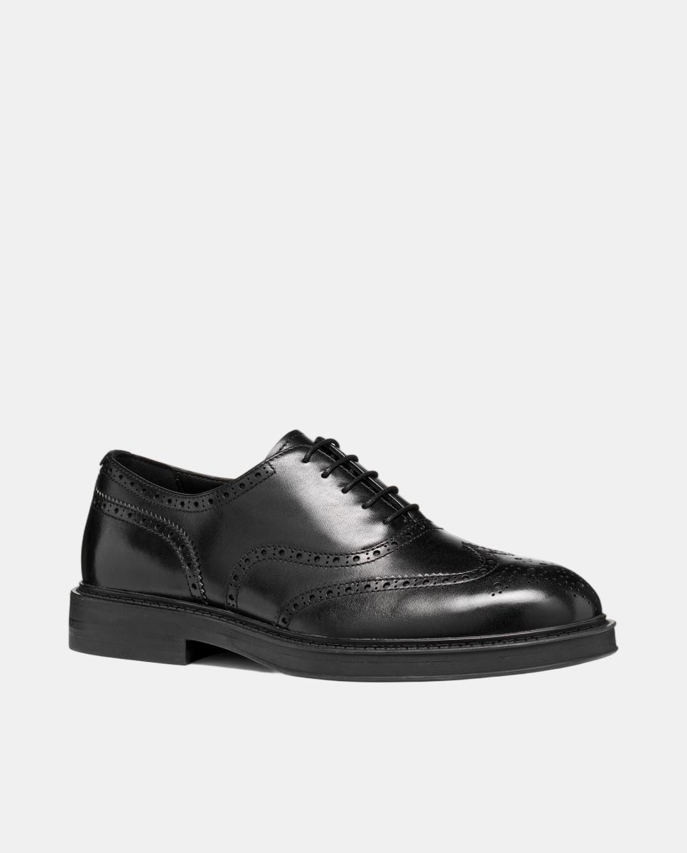Zapato Brogue de caballero en piel lisa - Geox - Negro Negro-3