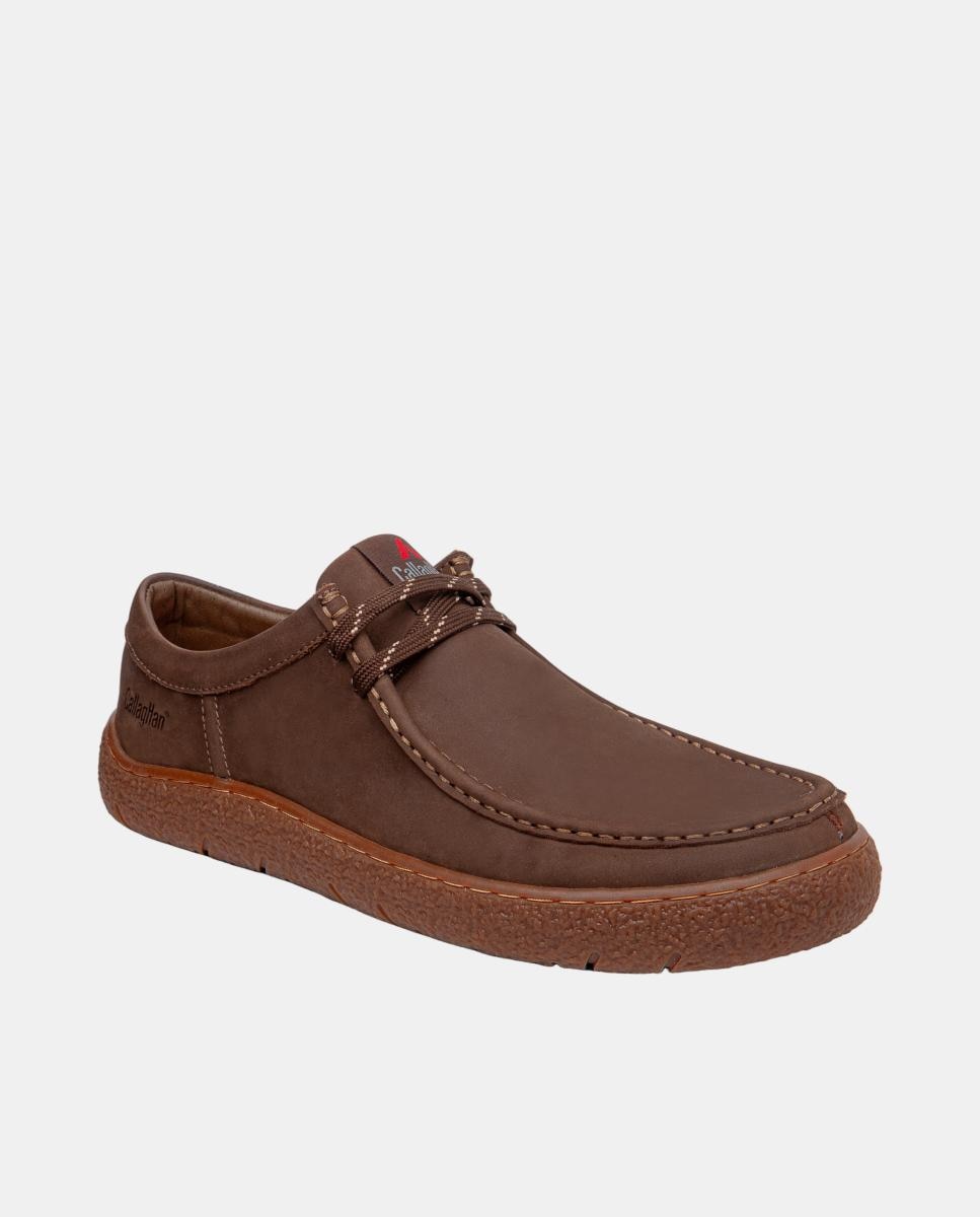 Sapatos Wallabee em Pele Castanho-escuro-2
