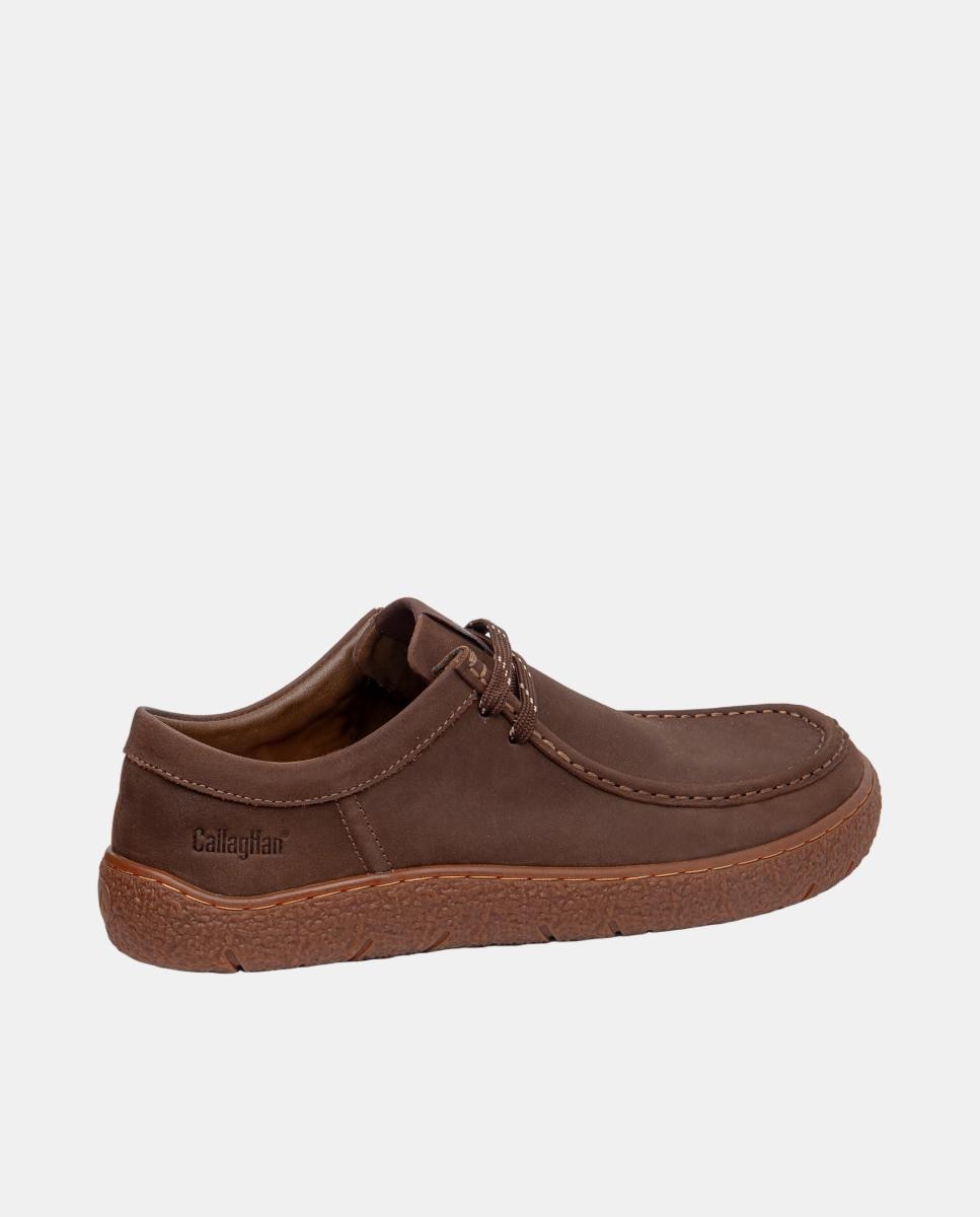 Sapatos Wallabee em Pele Castanho-escuro-3