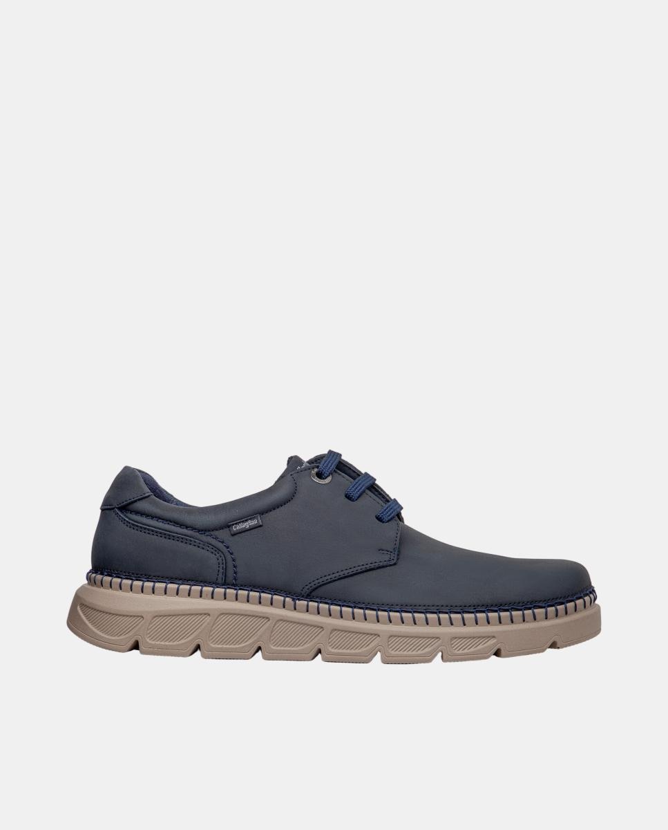 Imagen 0 de Zapato de cordones de hombre en piel Azul marino