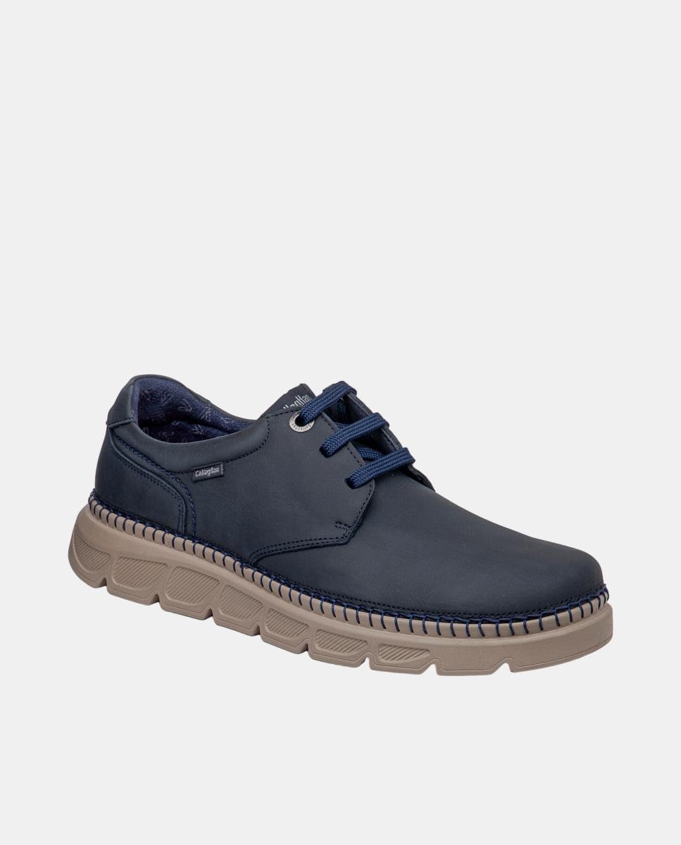 Zapato de cordones de hombre en piel - Callaghan - Azul marino Azul marino-2