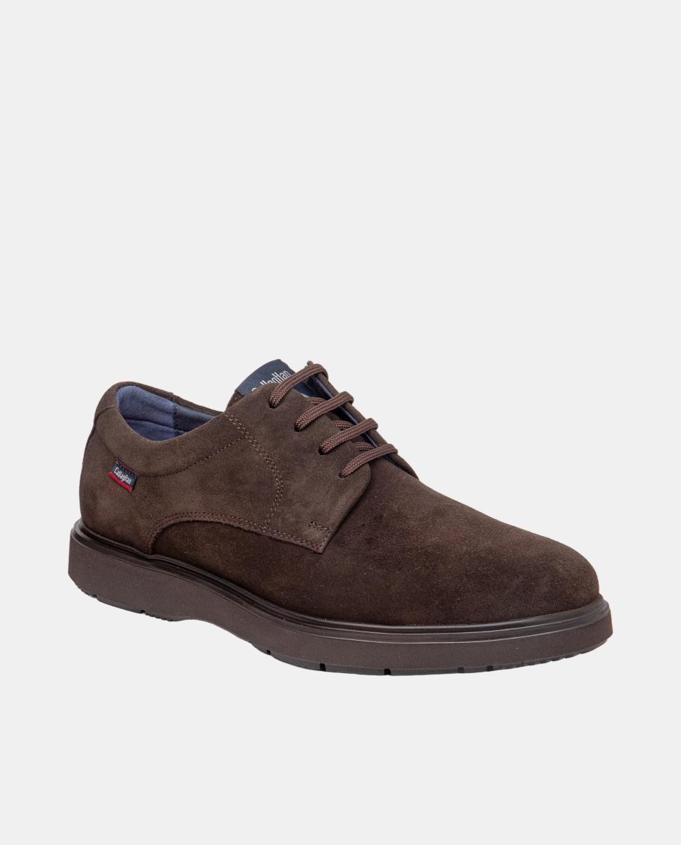 Sapatos de Atacadores Tipo Blucher em Camurça Castanho-2