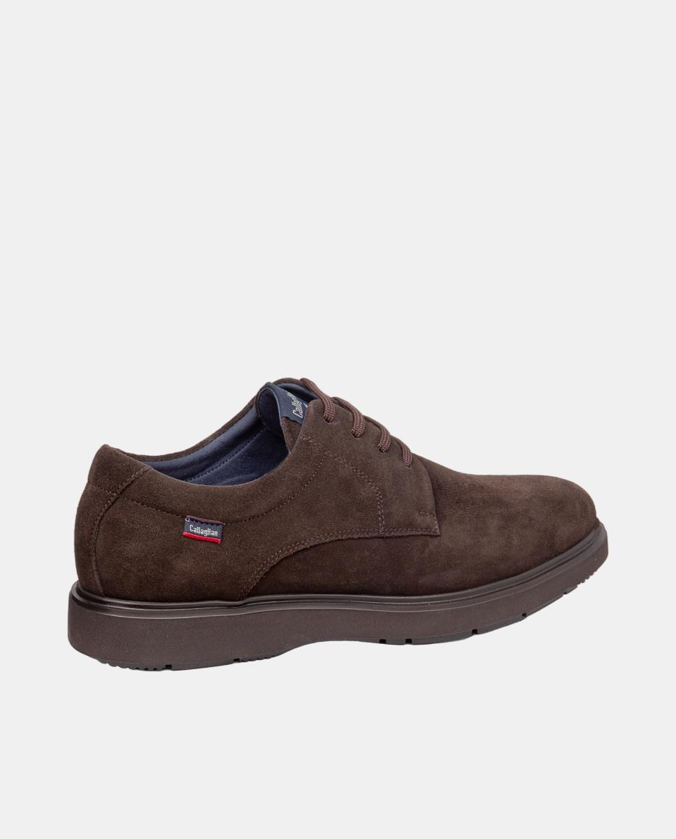 Sapatos de Atacadores Tipo Blucher em Camurça Castanho-3