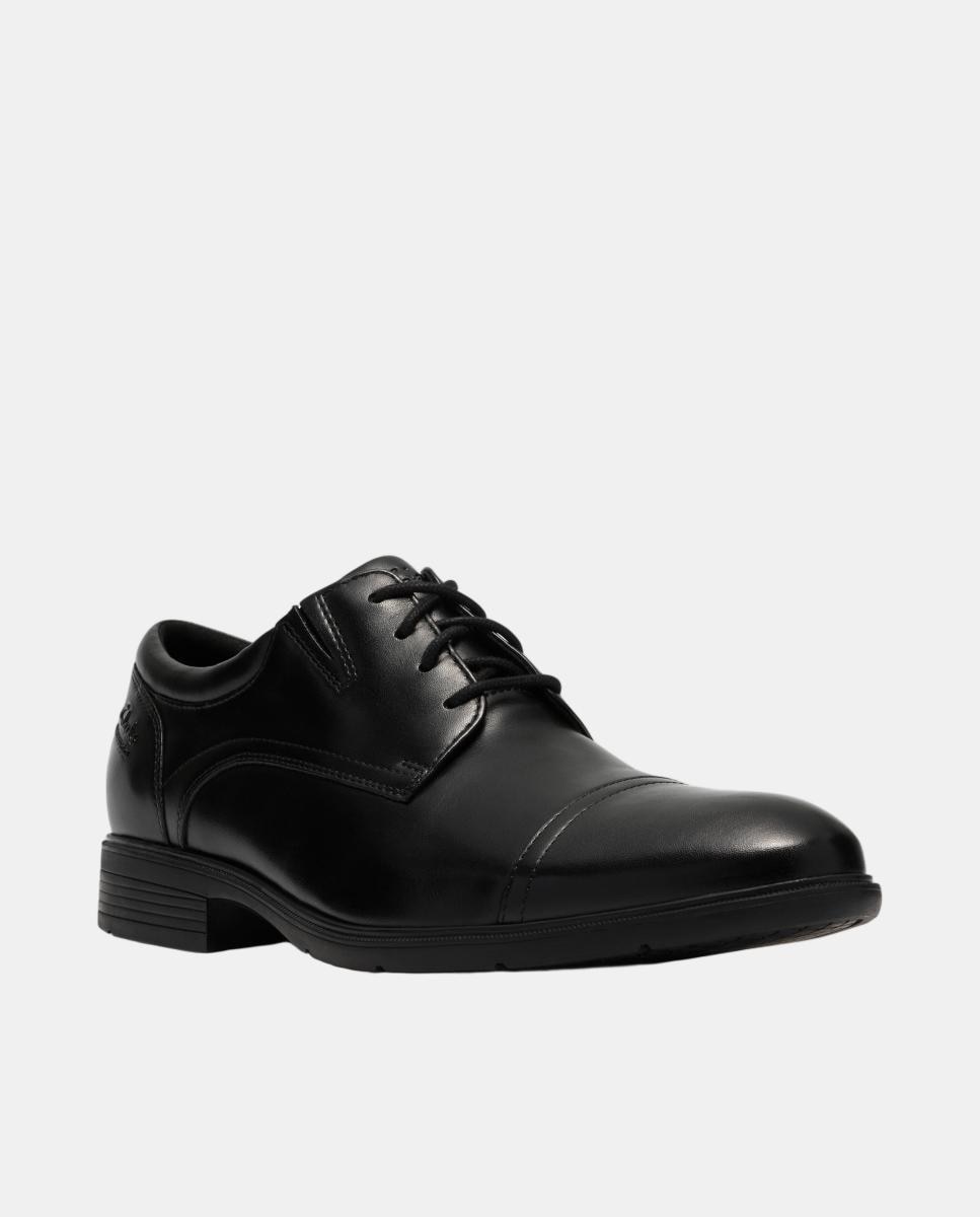 Sapatos em Pele com Fecho de Atacadores e Sola de Borracha Preto-4