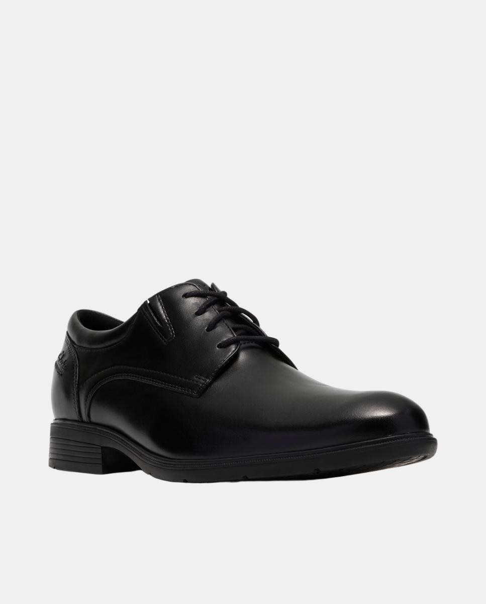 Sapatos em Pele com Fecho de Atacadores e Sola de Borracha Preto-4