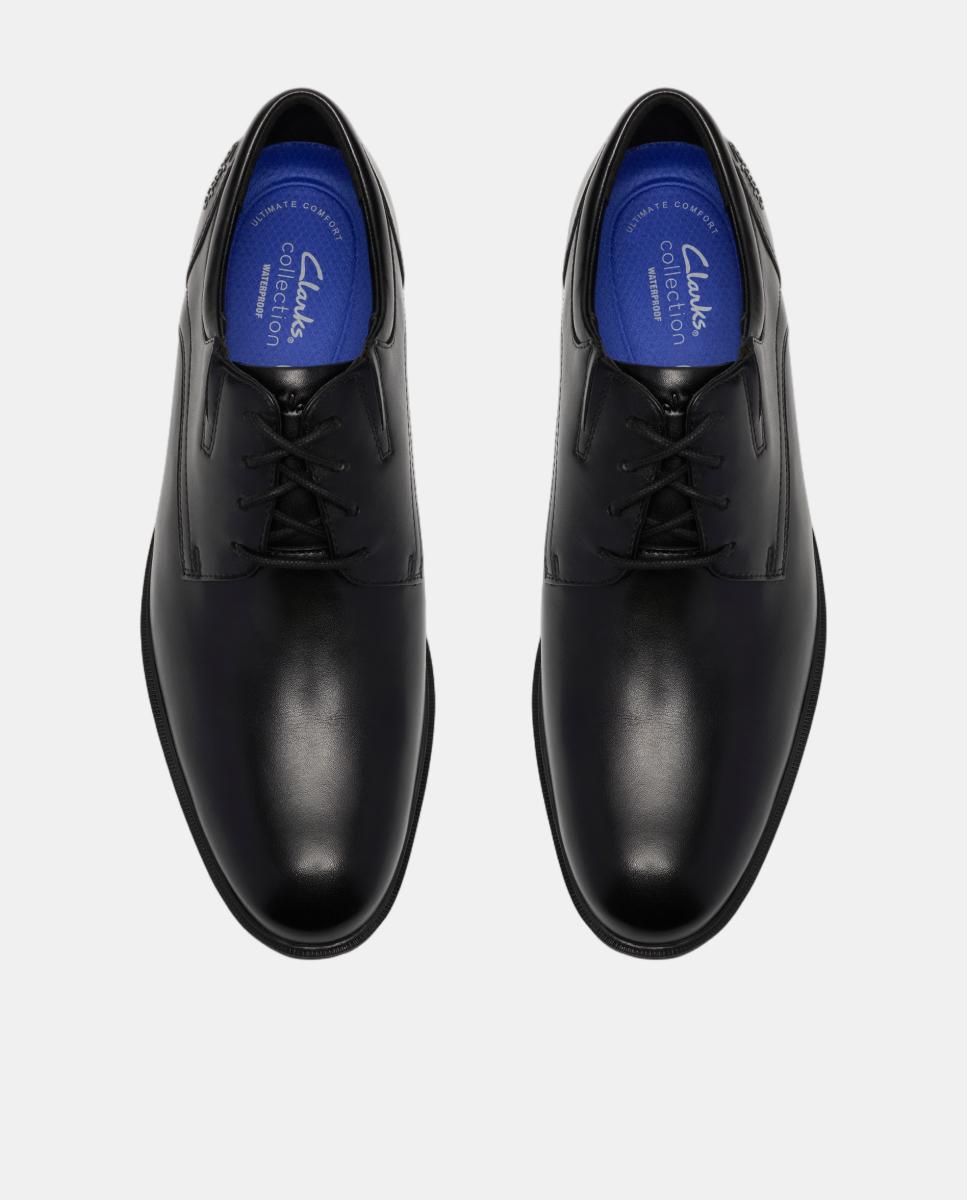 Sapatos em Pele com Fecho de Atacadores e Sola de Borracha Preto-6