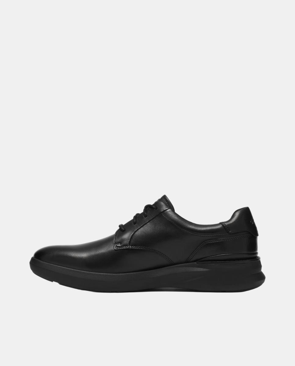 Sapatos de Atacadores em Pele com Sola de Borracha Preto-2
