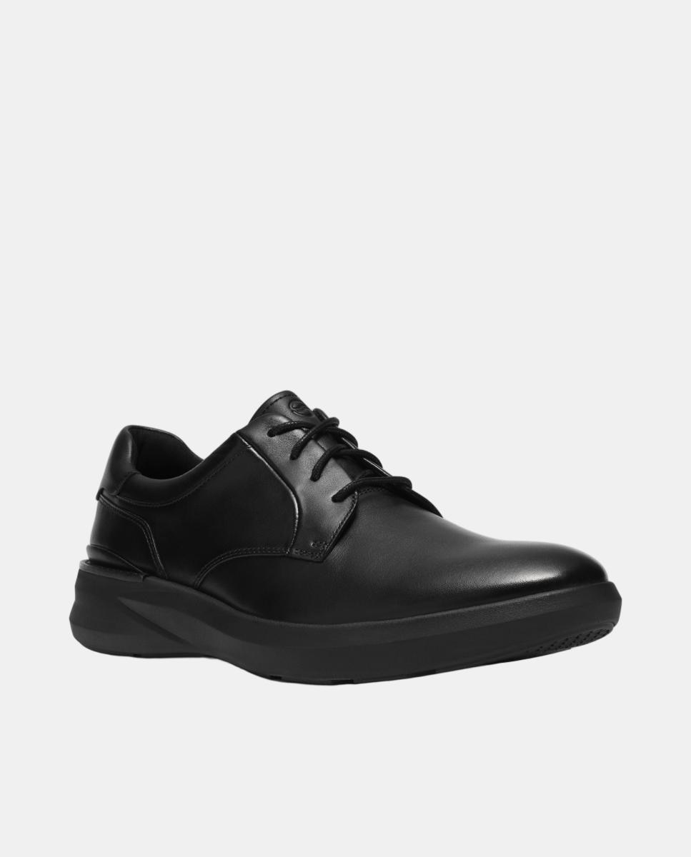Sapatos de Atacadores em Pele com Sola de Borracha Preto-4