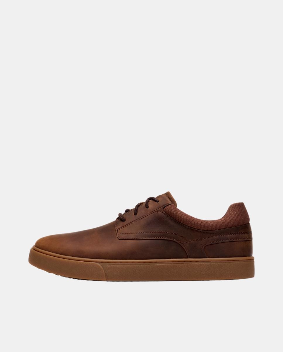 Sapatos de Atacadores em Pele com Sola de Borracha Castanho-2