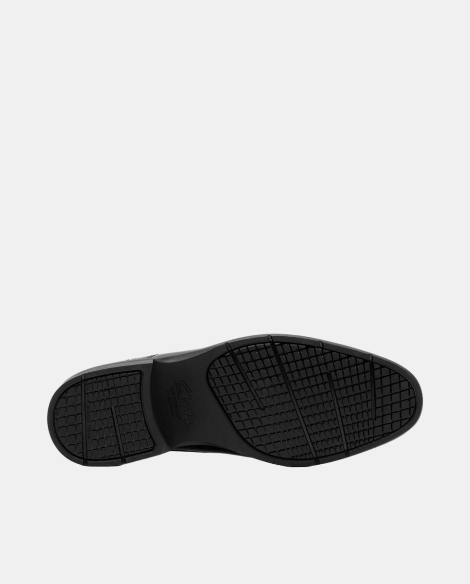 Sapatos de Atacadores em Pele com Sola de Borracha Preto-3