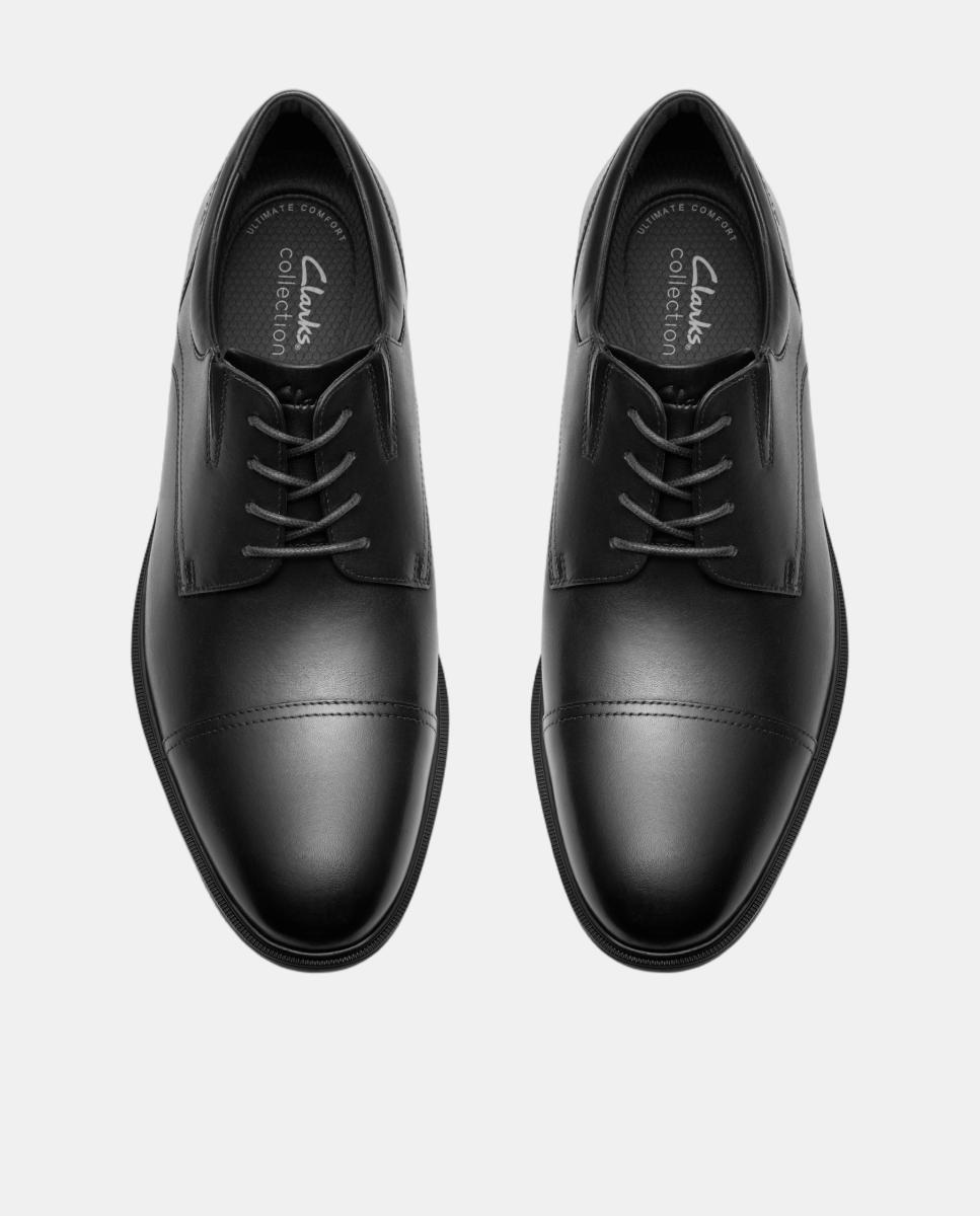 Sapatos de Atacadores em Pele com Sola de Borracha Preto-6