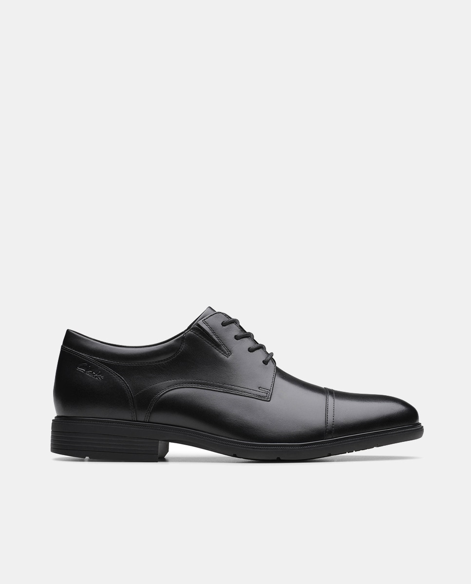 Sapatos de Atacadores em Pele com Sola de Borracha Preto-1