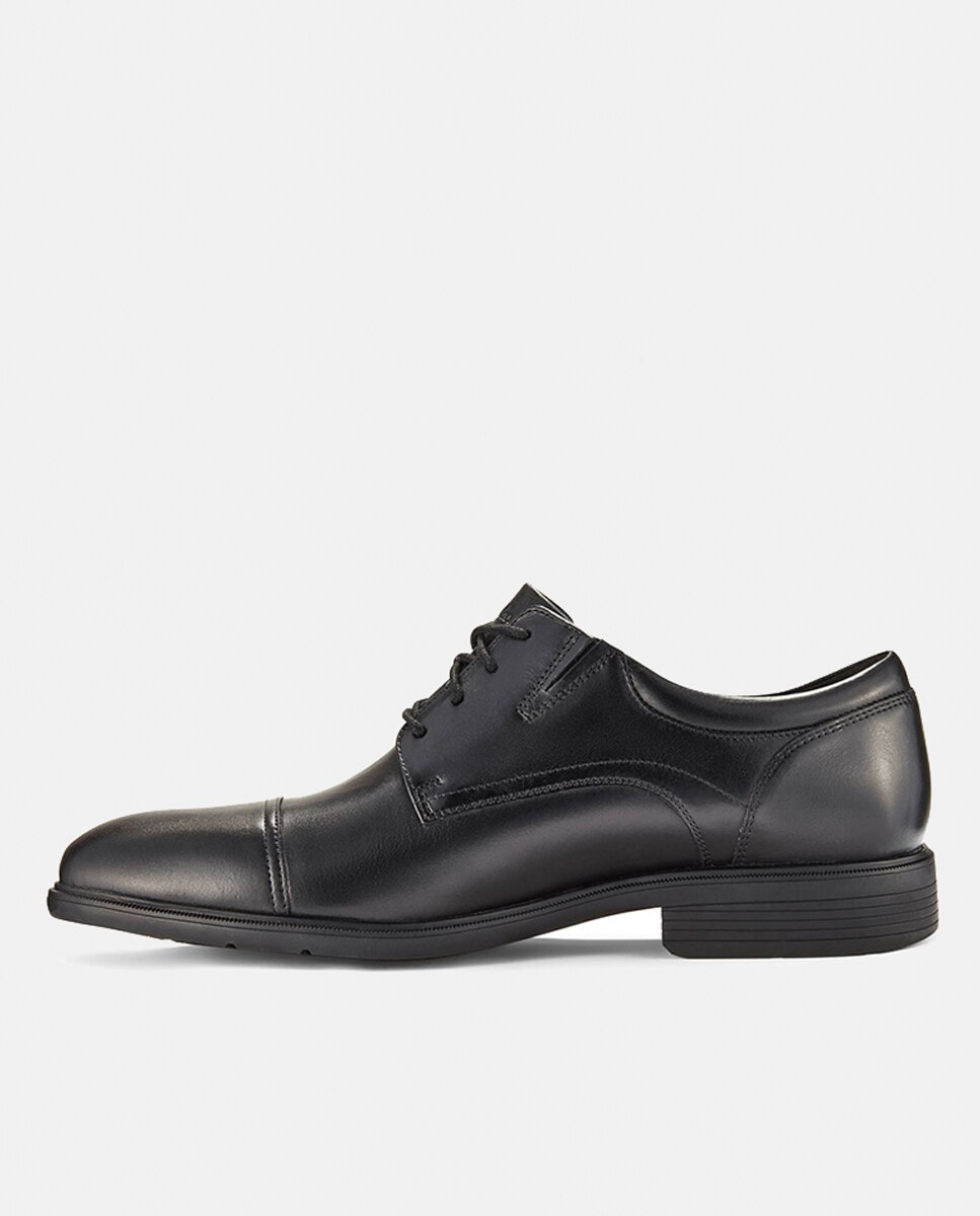 Sapatos de Atacadores em Pele com Sola de Borracha Preto-3