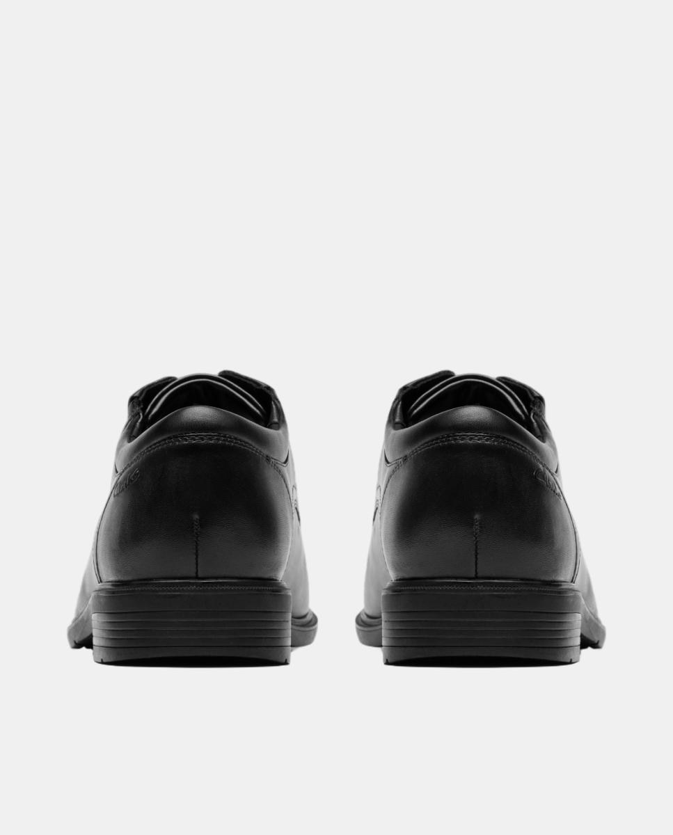 Sapatos de Atacadores em Pele com Sola de Borracha Preto-5