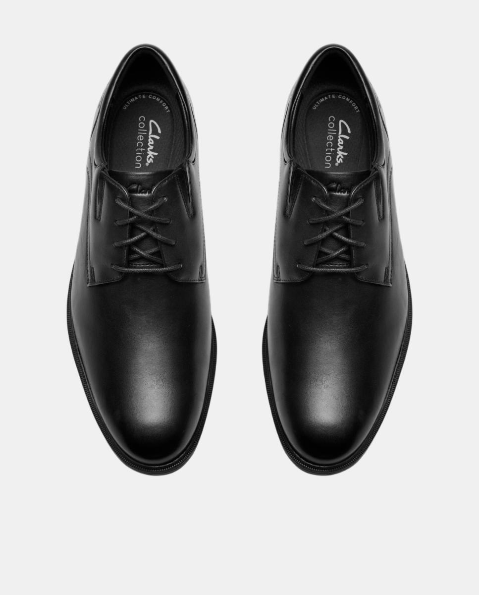 Sapatos de Atacadores em Pele com Sola de Borracha Preto-6