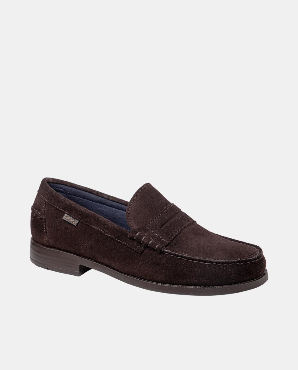 Mocassins de Camurça com Travessão Castanho-escuro-2