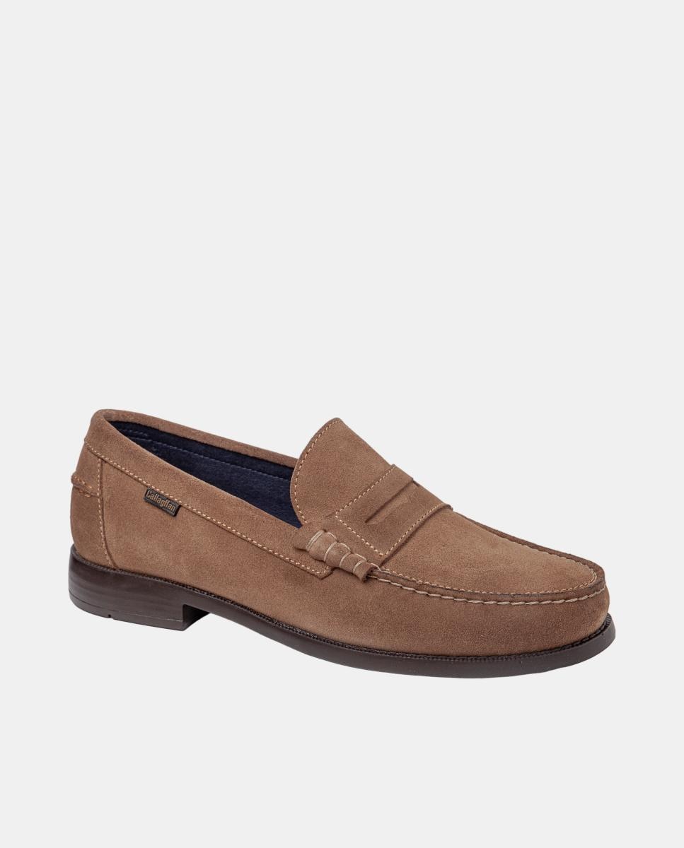 Mocassins de Camurça com Travessão Castanho-claro-2