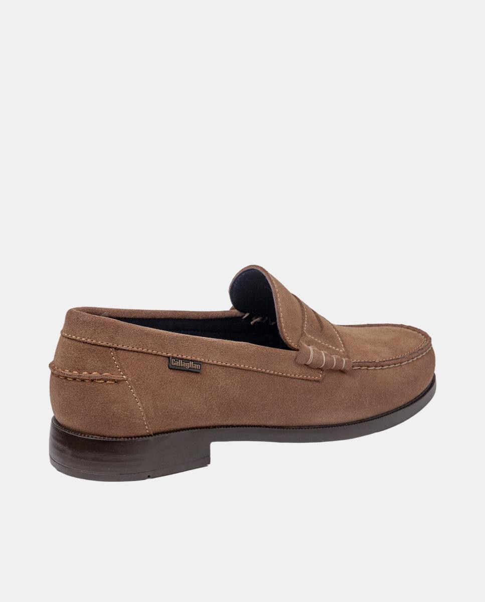 Mocassins de Camurça com Travessão Castanho-claro-3
