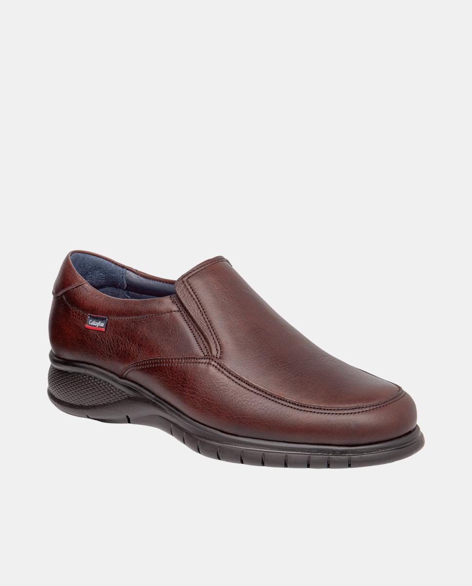 Sapatos Tipo Mocassins em Pele Castanho-2