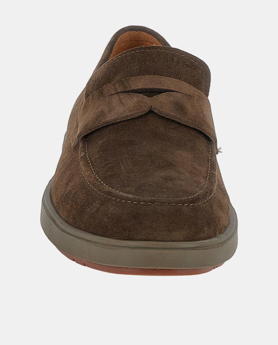 Mocassins em Pele com Travessão Castanho-escuro-4